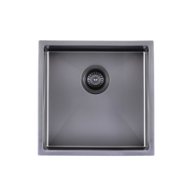 Gun Metal Grey 440x440x205mm Satin Stainless Steel Handmade Single Bowl Sink for Flush Mount and Undermount